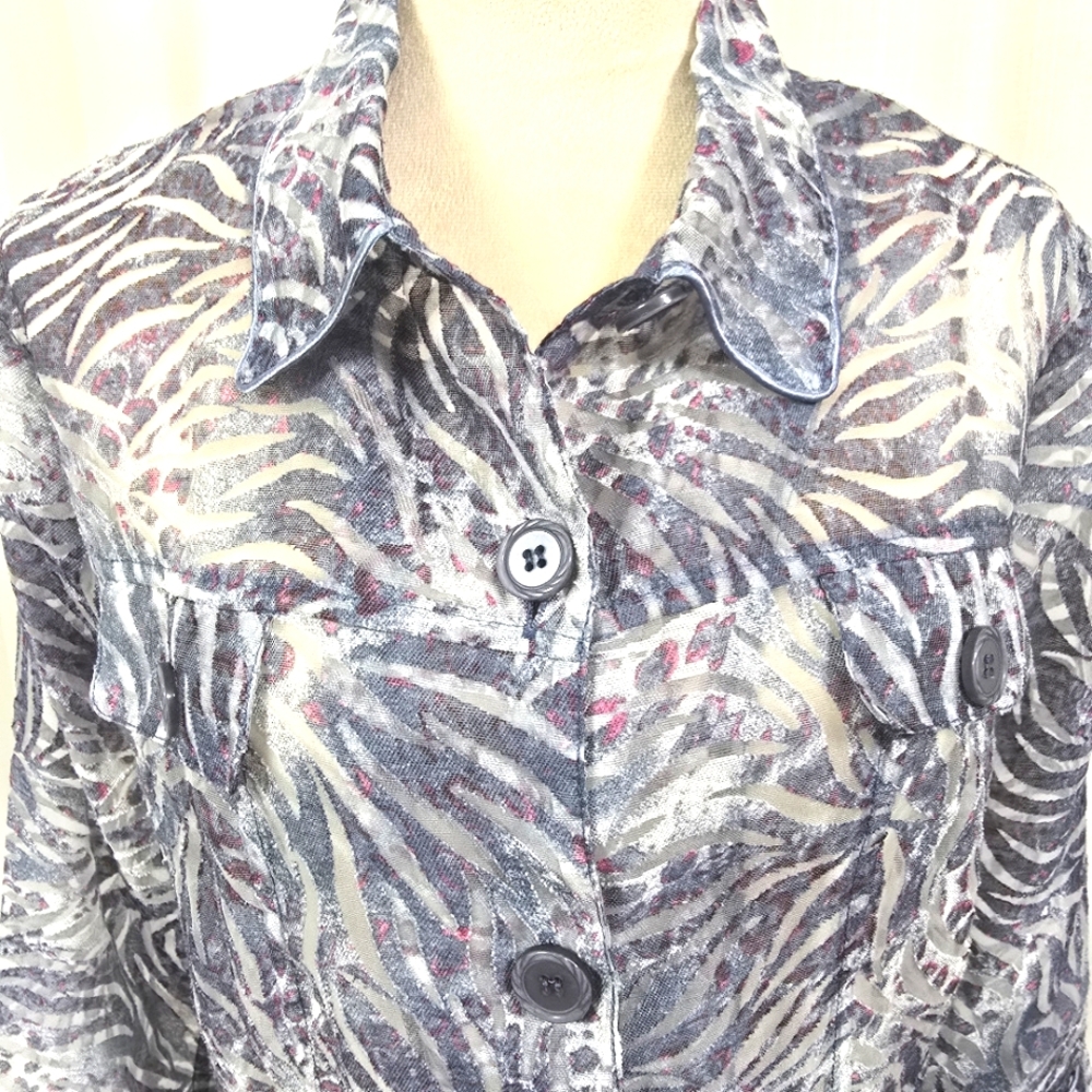 2/$30 Erin London Lightweight Womens Button Down Shirt Size XL Summer Blazer - Picture 3 of 16